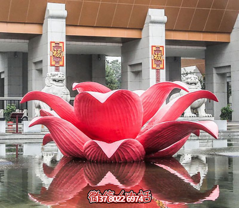 藝術型不銹鋼彩繪荷花雕塑 藝術型不銹鋼彩繪荷花雕塑