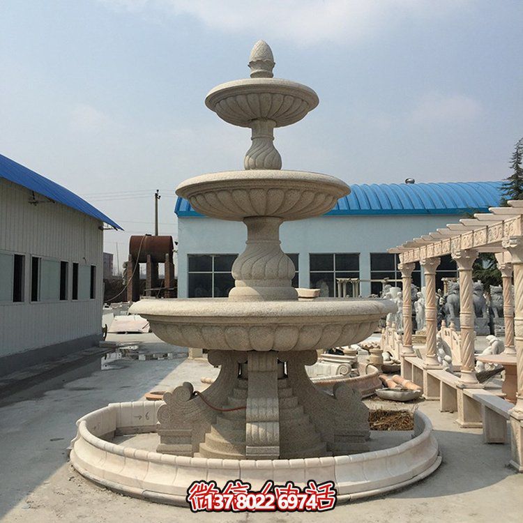 精美花崗巖石雕景觀噴泉，大型層流水花大理石雕塑