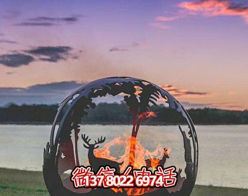 海邊創(chuàng)意不銹鋼鏤空梅花鹿雕塑球 海邊創(chuàng)意不銹鋼鏤空梅花鹿雕塑球