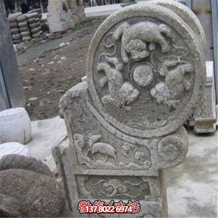 家用仿古漢白玉抱鼓石雕塑門(mén)口擺件