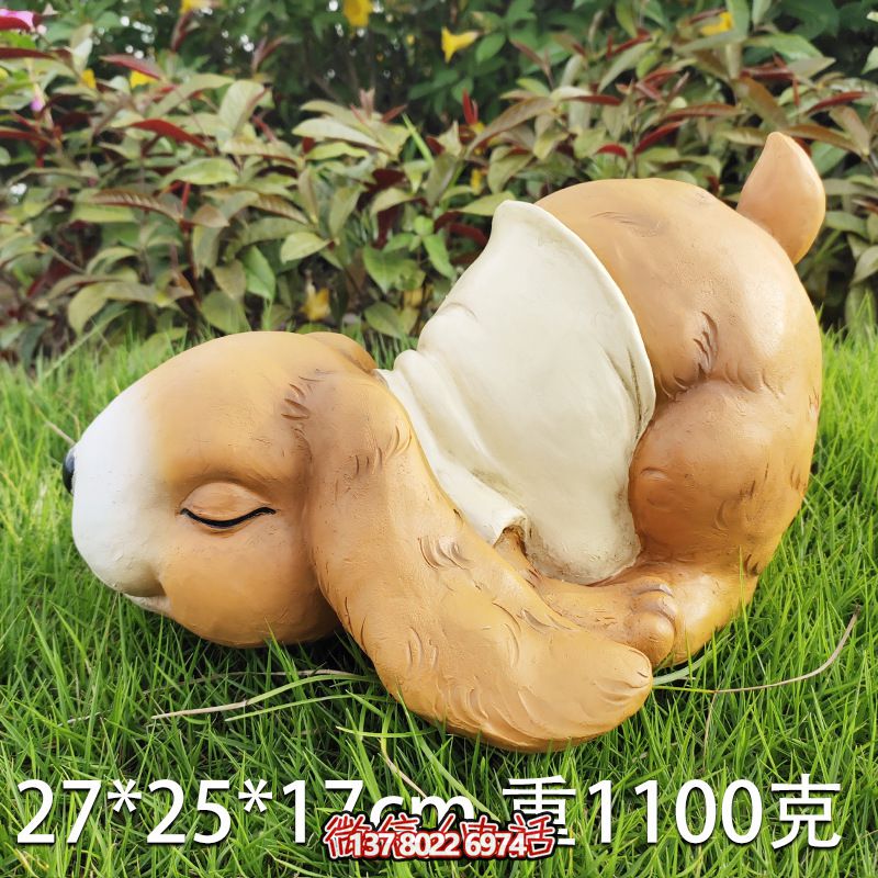 玻璃鋼雕塑睡覺兔子——最完美的草坪裝飾品 玻璃鋼雕塑睡覺兔子——最完美的草坪裝飾品
