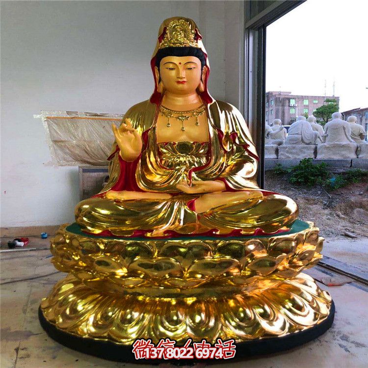 玻璃鋼大型彩繪貼金觀音雕塑 玻璃鋼大型彩繪貼金觀音雕塑