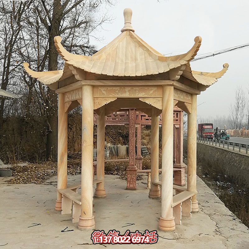 仿古涼亭帶來晚霞般的紅色休息 仿古涼亭帶來晚霞般的紅色休息