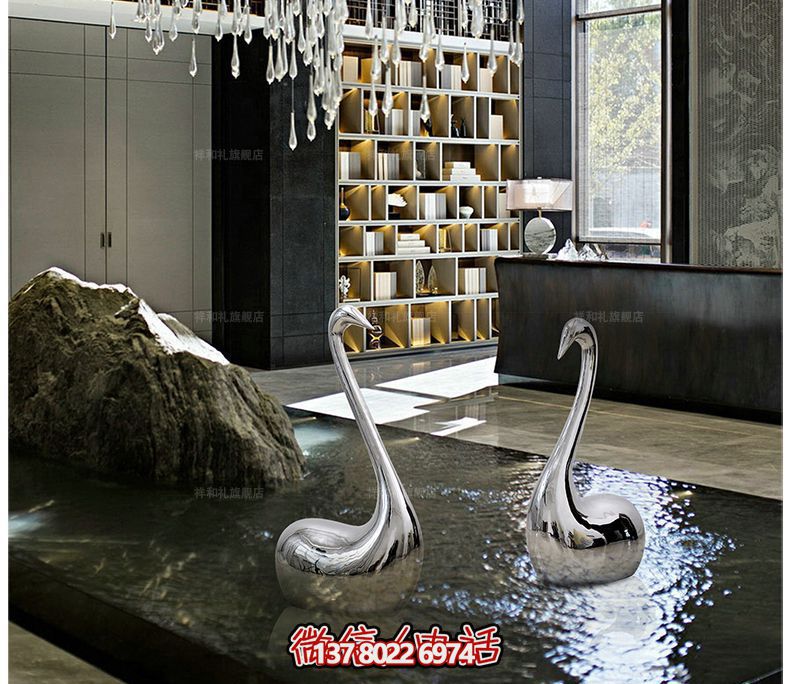 室內(nèi)裝飾抽象不銹鋼鏡面天鵝雕塑 室內(nèi)裝飾抽象不銹鋼鏡面天鵝雕塑