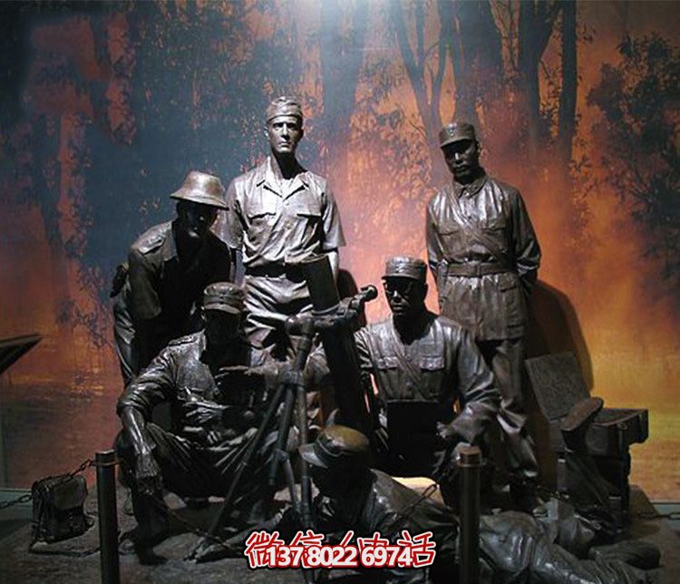 中西方融合的八路軍銅雕塑 中西方融合的八路軍銅雕塑