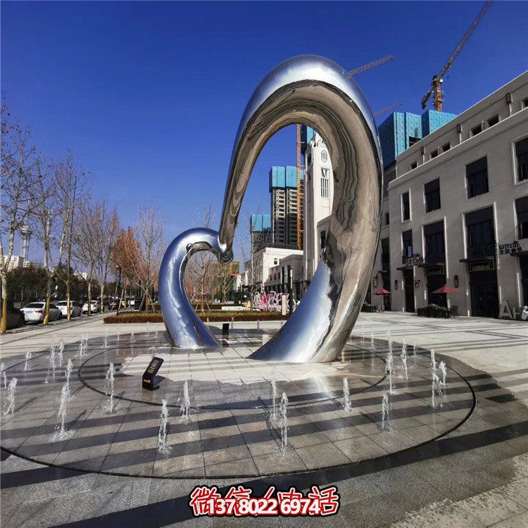 不銹鋼圓形雕塑精致工藝，拋光鏡面，抽象藝術(shù)