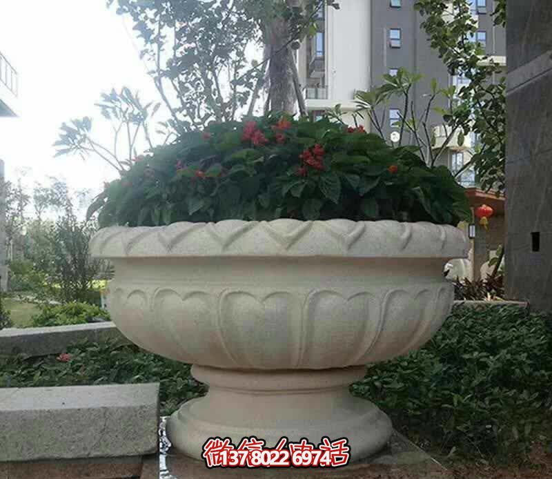 精美巨型大理石石雕花盆雕塑，讓你的別墅街道更加精彩