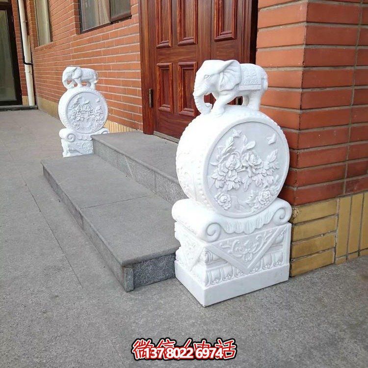 浪漫經(jīng)典，精致雕刻吉祥小象抱鼓石