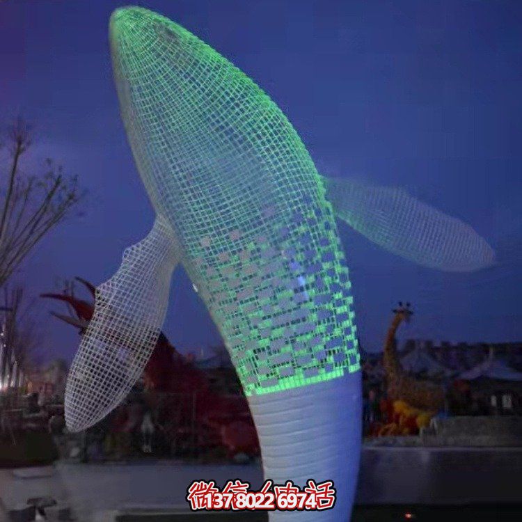 不銹鋼鯨魚雕塑景觀，營造完美空間氛圍