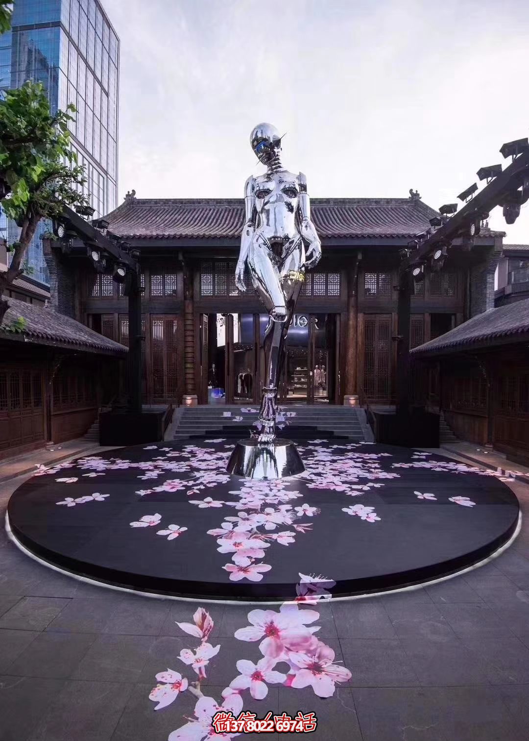 不銹鋼大型城市景觀人物鏡面抽象女孩雕塑 不銹鋼大型城市景觀人物鏡面抽象女孩雕塑