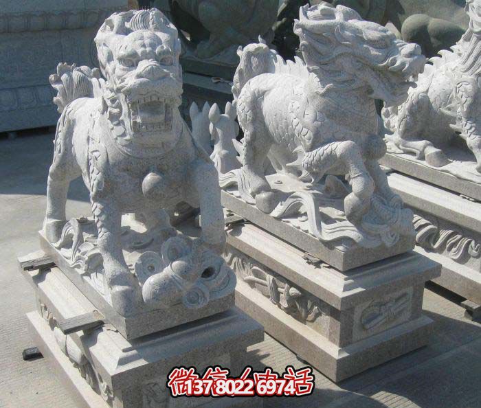 精美大理石石雕麒麟雕塑，一件精致的家居裝點品