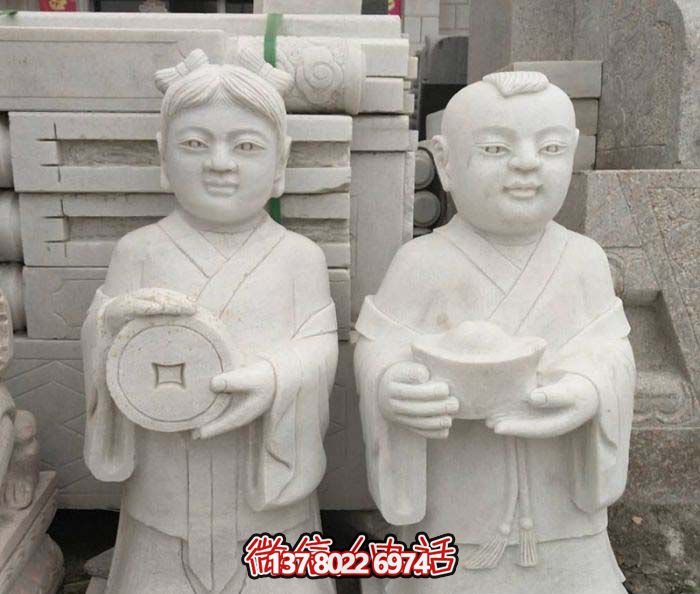 漢白玉招財進(jìn)寶福娃雕塑 漢白玉招財進(jìn)寶福娃雕塑
