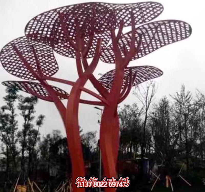 兒童安全游樂園，不銹鋼網(wǎng)格樹雕塑裝置