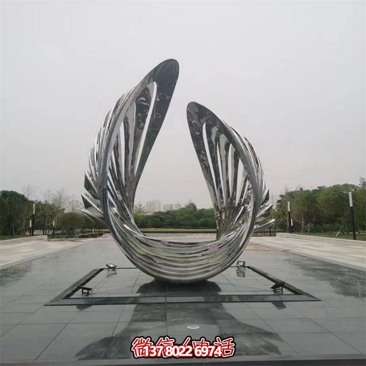 不銹鋼抽象翅膀藝術(shù)雕塑，為戶外廣場增添獨特景觀