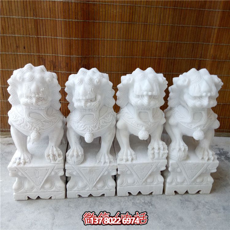 白石小型漢式獅子石雕 白石小型漢式獅子石雕