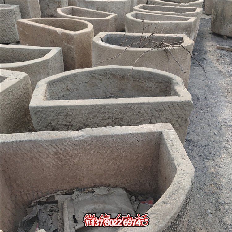 經(jīng)典老石雕，精美大理石槽，美化園林景觀