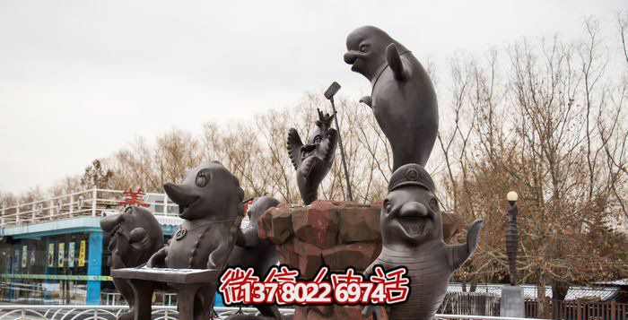 不銹鋼海豚雕塑，個(gè)性創(chuàng)意花園裝飾