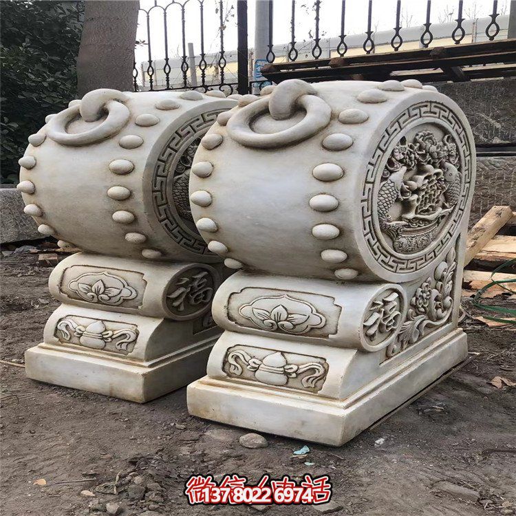 精美大理石石雕抱鼓雕塑，讓庭院門口煥然一新