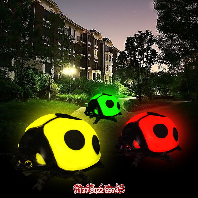 玻璃鋼彩繪雕塑瓢蟲帶燈擺放裝置 玻璃鋼彩繪雕塑瓢蟲帶燈擺放裝置