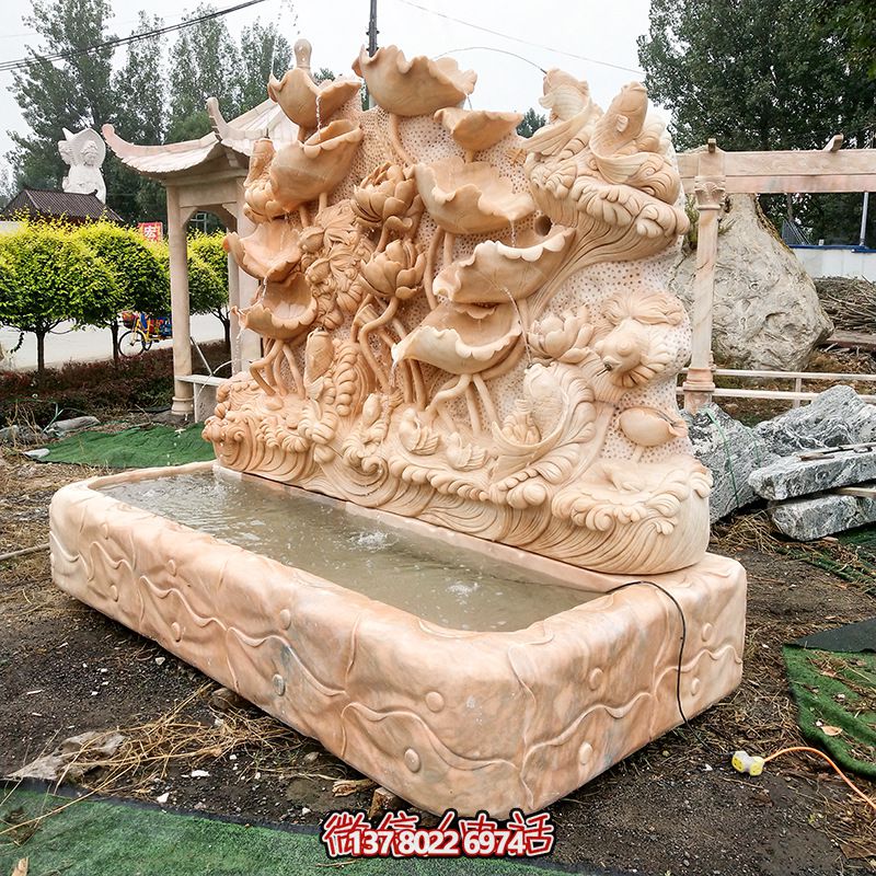 半邊流水紅石雕蓮花花盆雕塑——把親近自然的美景帶回家 半邊流水紅石雕蓮花花盆雕塑——把親近自然的美景帶回家