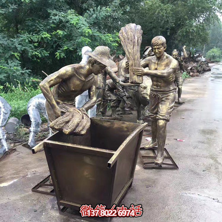 中國民俗——打麥子、勞動、人物雕塑