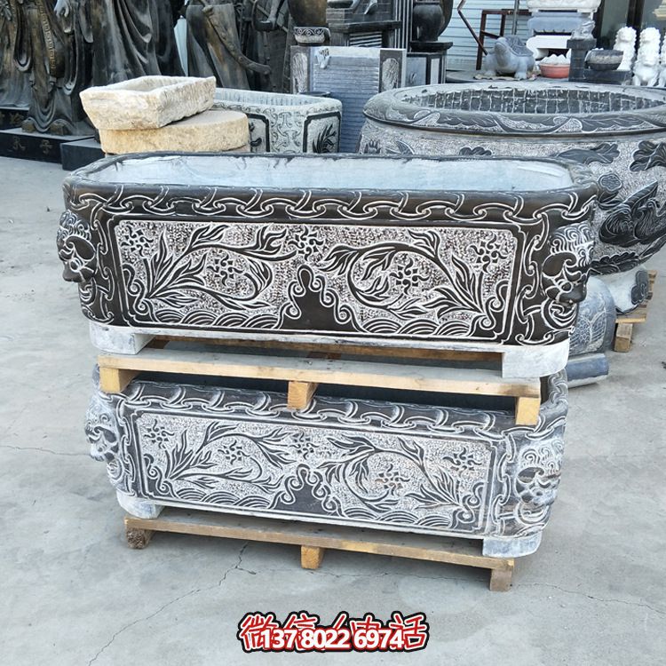 青石老招財(cái)裝飾景觀養(yǎng)魚石槽 青石老招財(cái)裝飾景觀養(yǎng)魚石槽