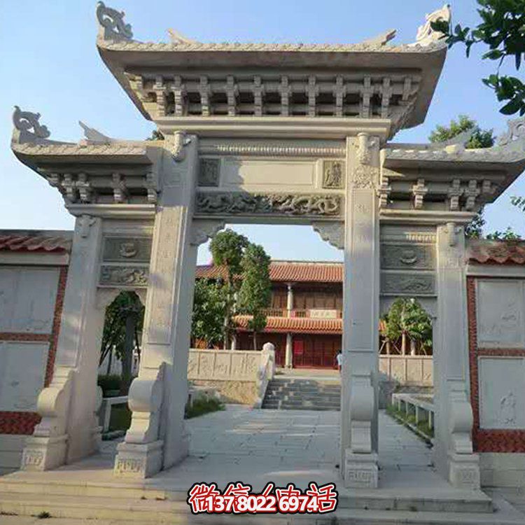 精美大理石石雕景區(qū)園林，大型門樓牌坊雕塑