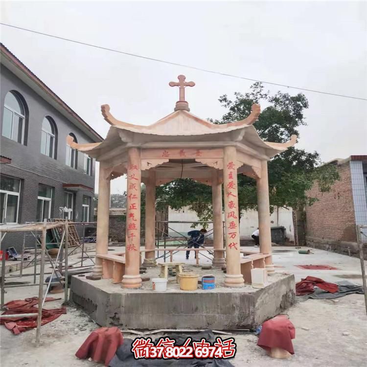 天然大理石涼亭，營造休閑庭院