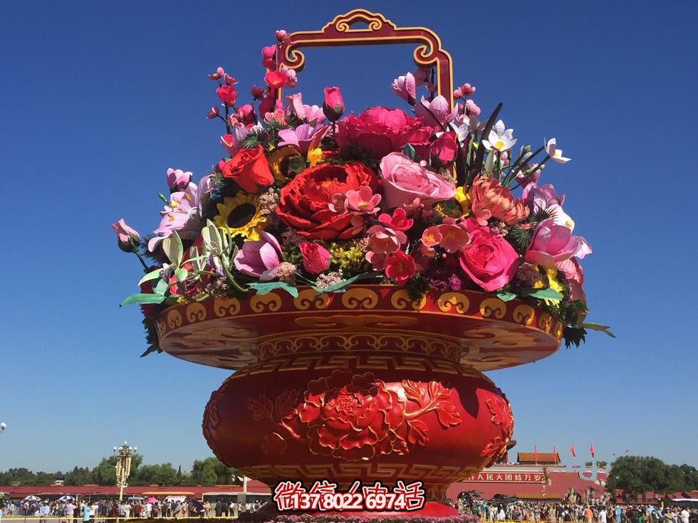 慶祝國慶節(jié)彩繪仿真大花籃雕塑 慶祝國慶節(jié)彩繪仿真大花籃雕塑