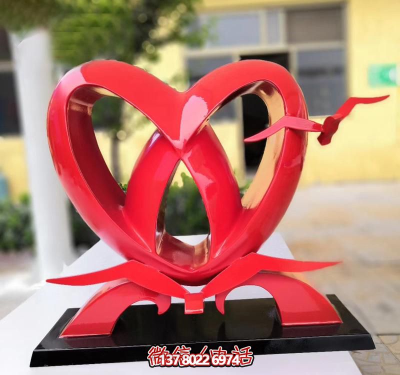 不銹鋼愛(ài)心雕塑，裝飾公園擺件