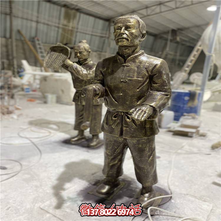 仿銅人物雕塑，玻璃鋼民俗裝飾