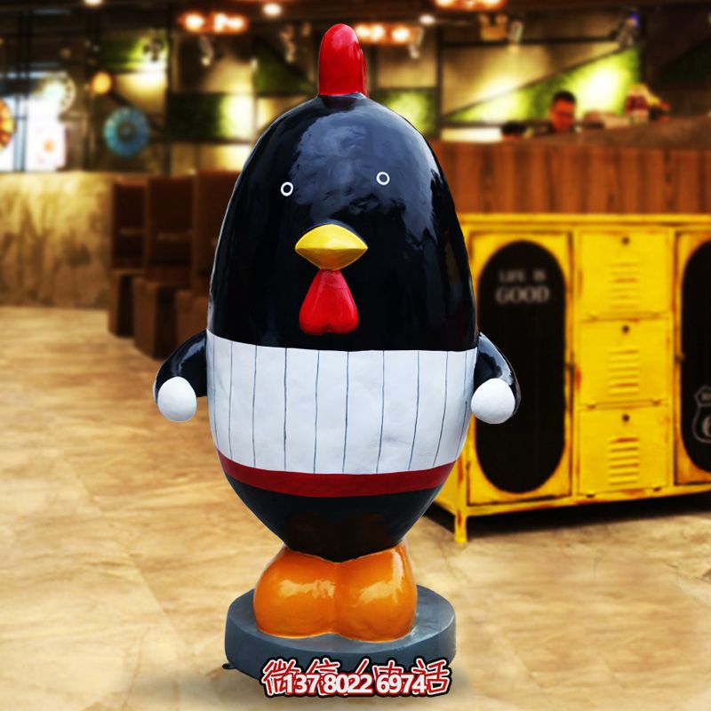 黑色玻璃鋼彩繪雞雕塑 黑色玻璃鋼彩繪雞雕塑