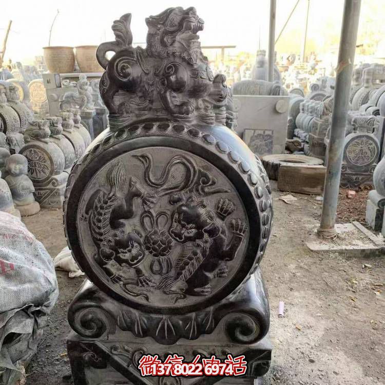 仿古青石石雕抱鼓雕塑，裝點庭院門口