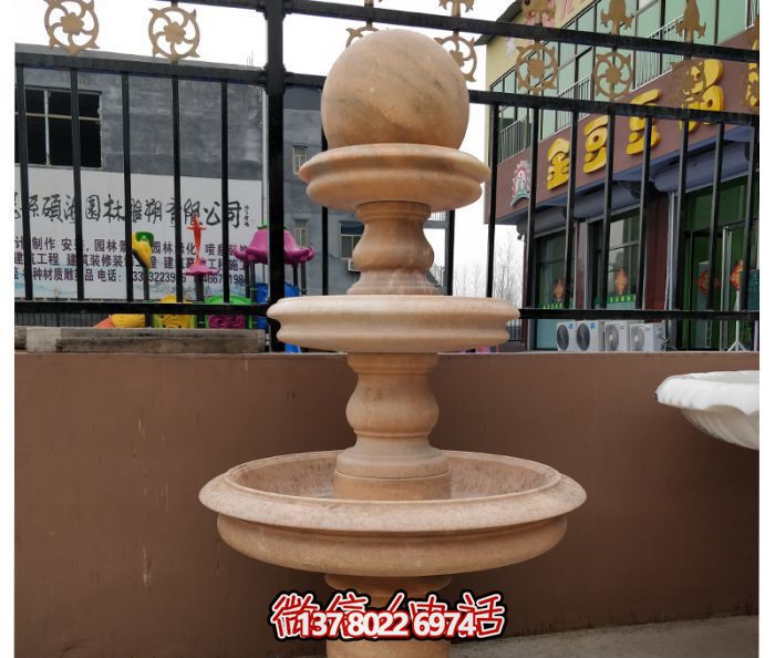 自然之美，多層風水球石雕晚霞紅別墅