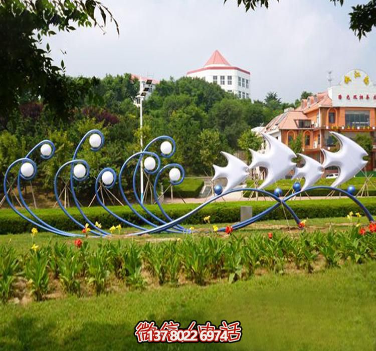 藍色浪花不銹鋼裝飾條形雕塑 藍色浪花不銹鋼裝飾條形雕塑