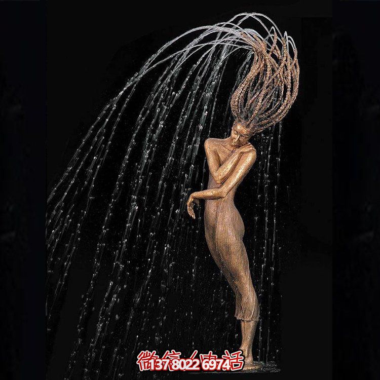 鑄銅人物噴泉裝飾，創(chuàng)意雕塑，酒店裝飾的新寵