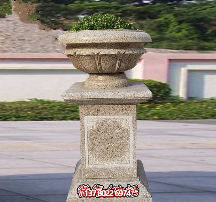 精美石雕花缽，添彰歐式庭院裝飾