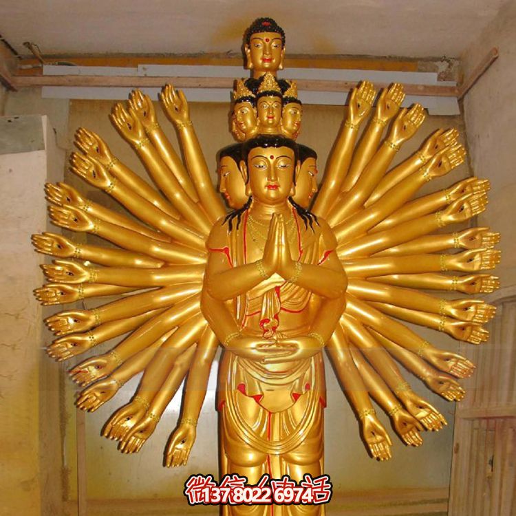 鎏金千手觀音大型雕塑，精美絕倫，醉人心魄