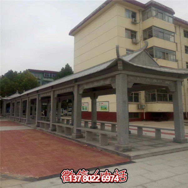 仿古建筑石雕長(zhǎng)廊亭子，打造文化小區(qū)廣場(chǎng)雕塑