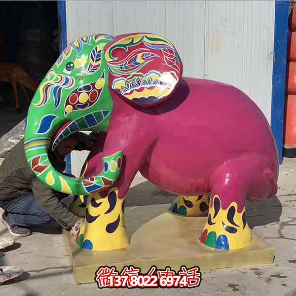 玻璃鋼雕塑大象，彩繪園林景觀