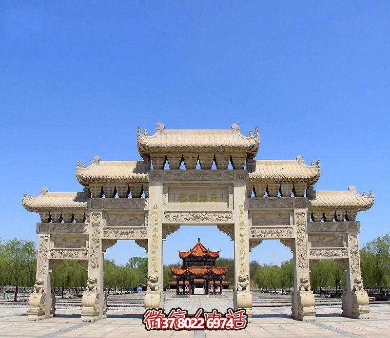 精致大型仿古花崗巖門樓牌坊 精致大型仿古花崗巖門樓牌坊