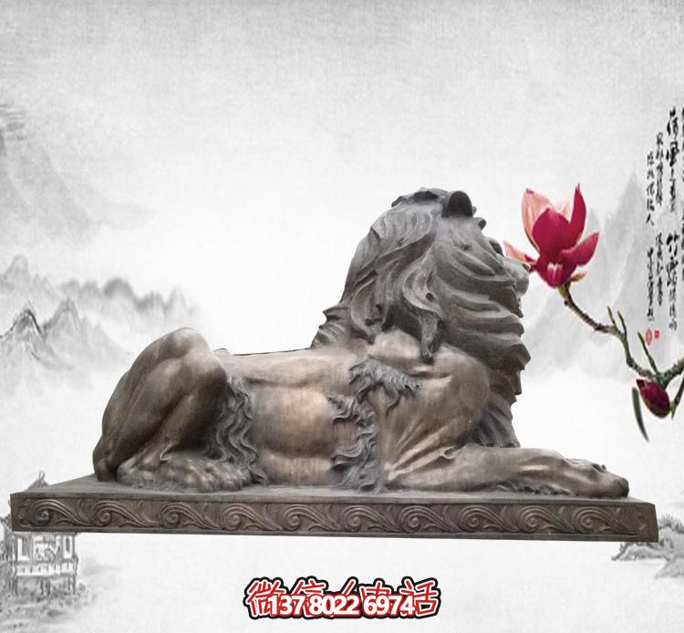 不銹鋼大型仿真動(dòng)物臥著獅子雕塑 不銹鋼大型仿真動(dòng)物臥著獅子雕塑