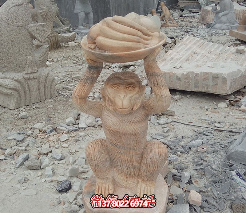 創(chuàng)意猴子雕塑果盤花崗巖石雕 創(chuàng)意猴子雕塑果盤花崗巖石雕