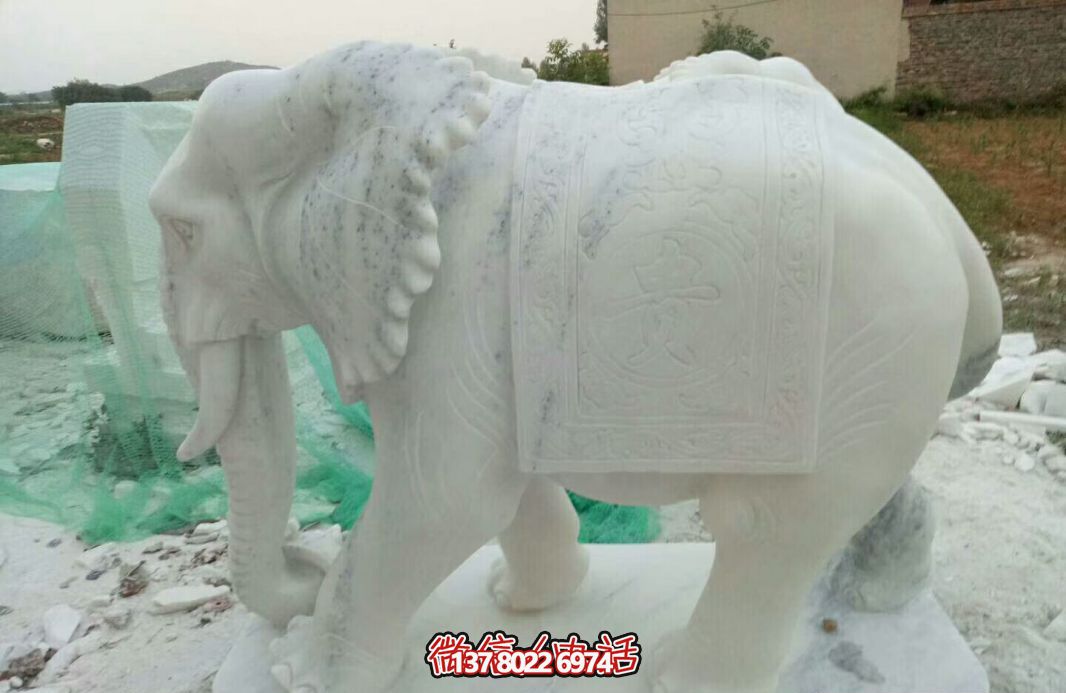 經(jīng)典漢白玉大象雕塑，戶外空間創(chuàng)意裝飾