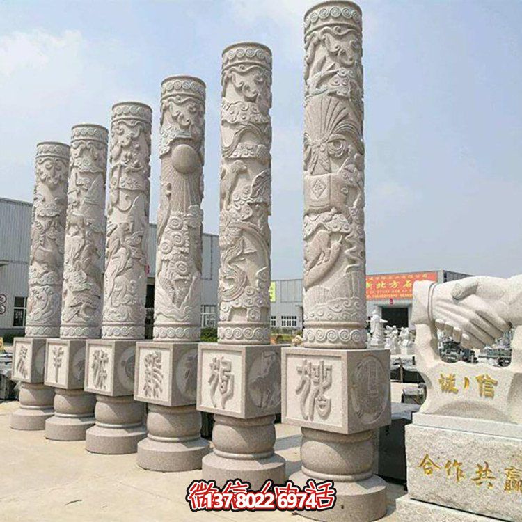 大理石石雕龍柱，給你家戶外廣場帶來全新的裝飾效果
