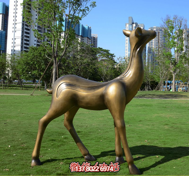 不銹鋼仿銅梅花鹿雕塑 不銹鋼仿銅梅花鹿雕塑