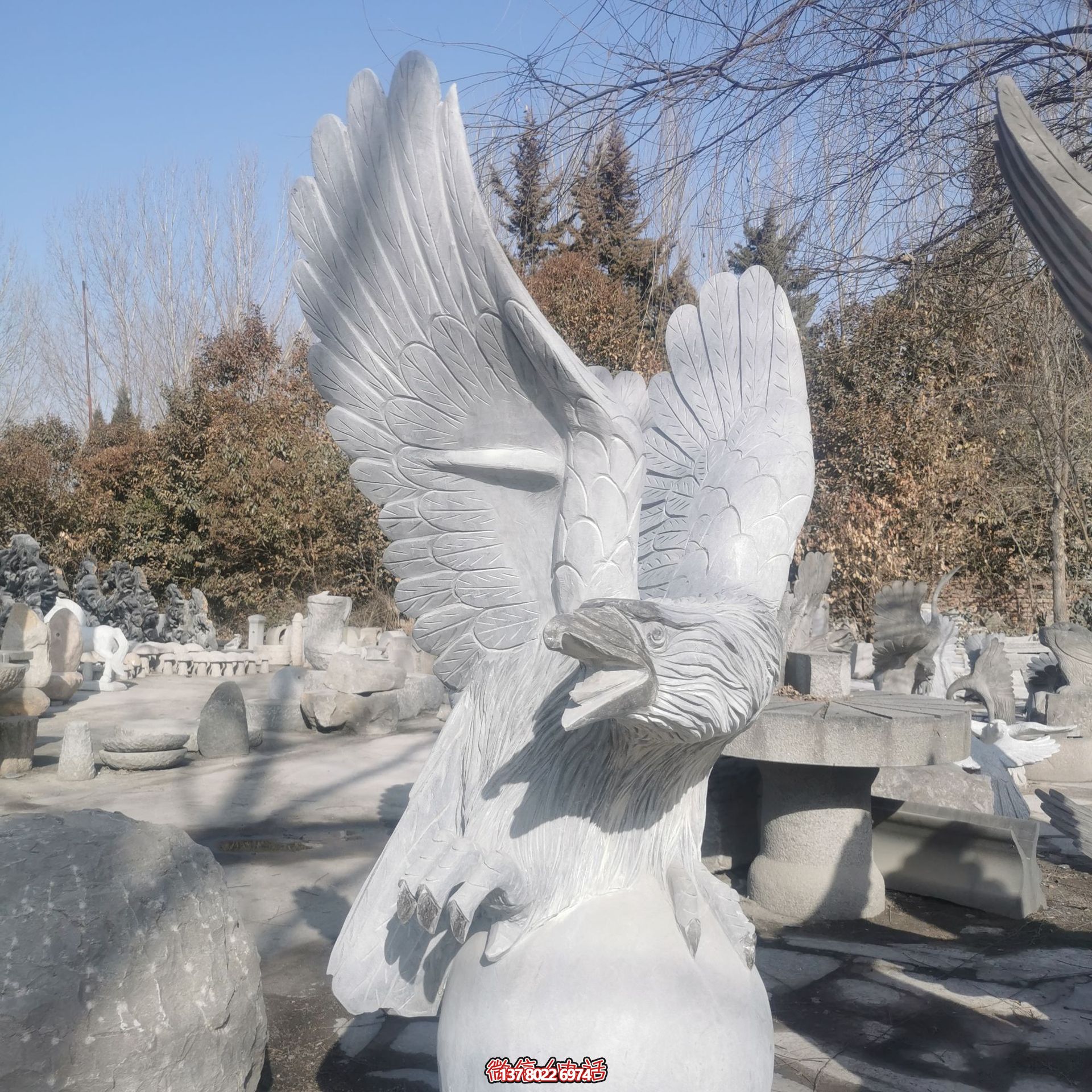漢白玉雕刻老鷹石雕雕塑 漢白玉雕刻老鷹石雕雕塑