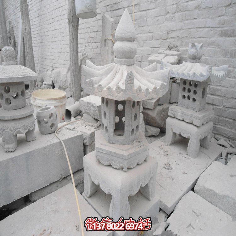 精美石燈鏤空大理石裝飾擺件，點亮你的漢白玉庭院