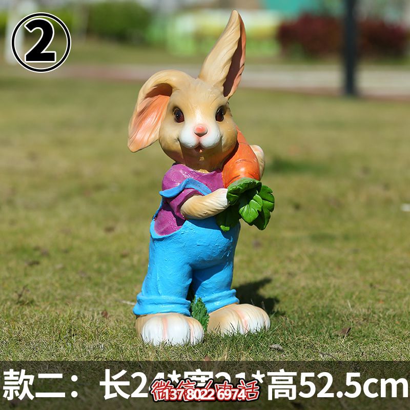 玻璃鋼雕塑兔子抱胡蘿卜站立裝飾草坪 玻璃鋼雕塑兔子抱胡蘿卜站立裝飾草坪