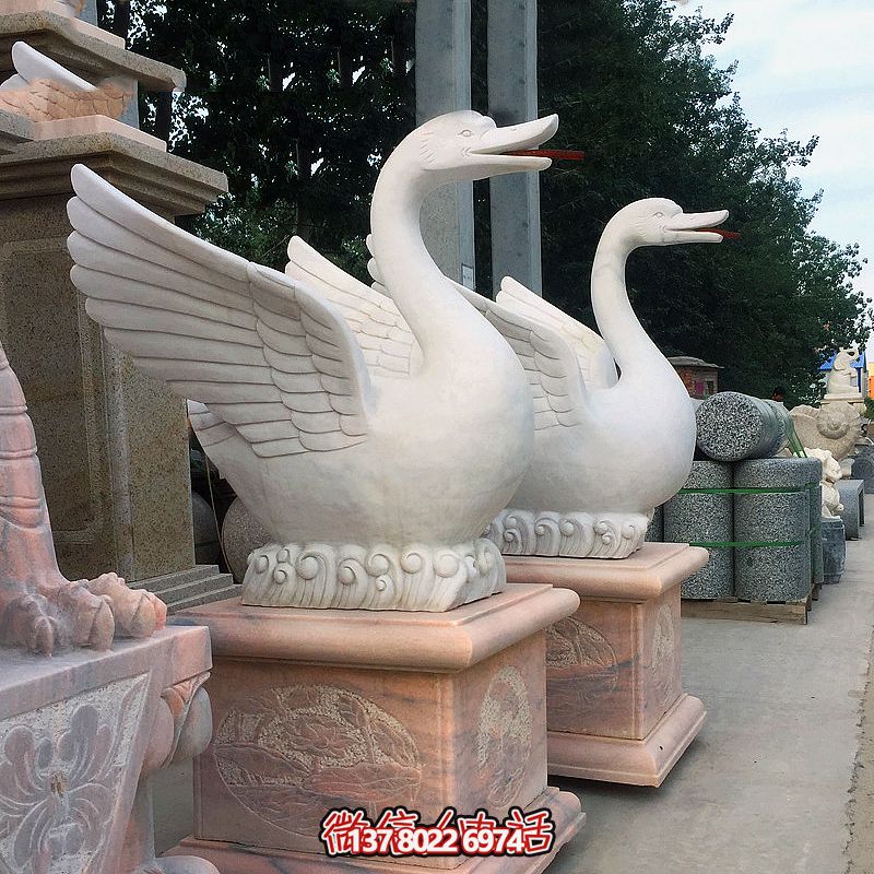 漢白玉雕刻天鵝寺廟創(chuàng)意鳴叫裝飾雕塑 漢白玉雕刻天鵝寺廟創(chuàng)意鳴叫裝飾雕塑